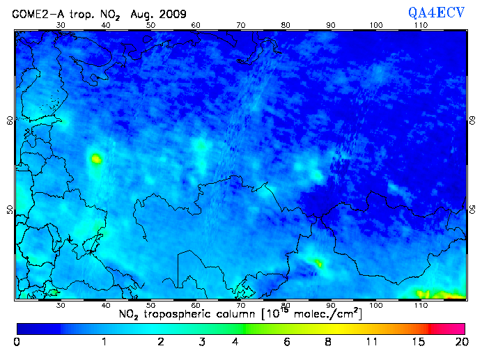 Regional Tropospheric NO2 of August 2009