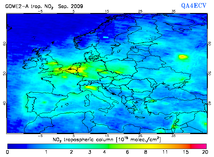 Regional Tropospheric NO2 of September 2009