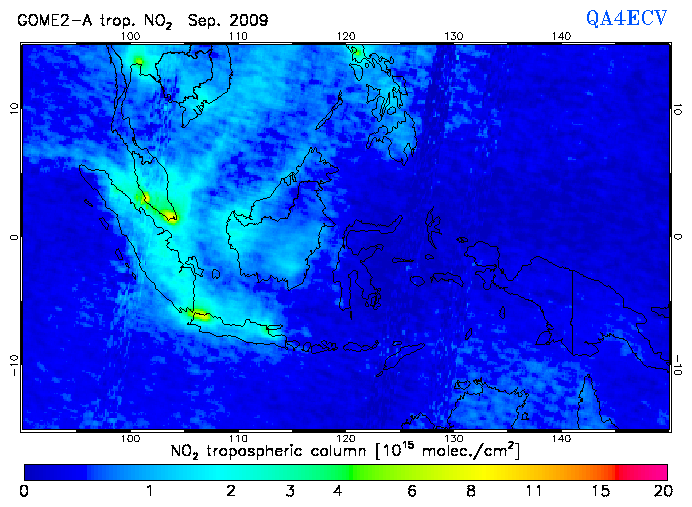 Regional Tropospheric NO2 of September 2009