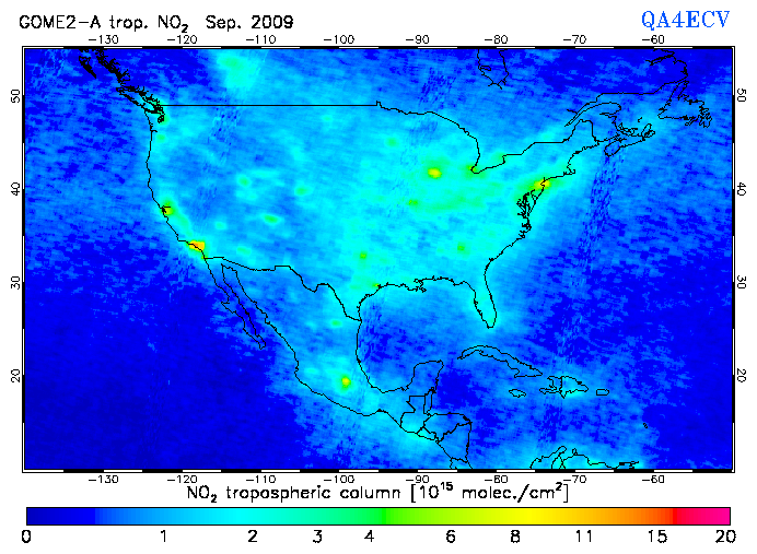 Regional Tropospheric NO2 of September 2009