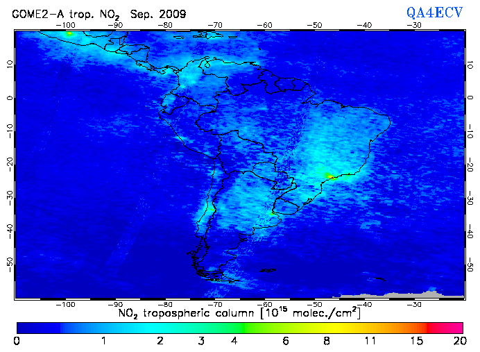 Regional Tropospheric NO2 of September 2009