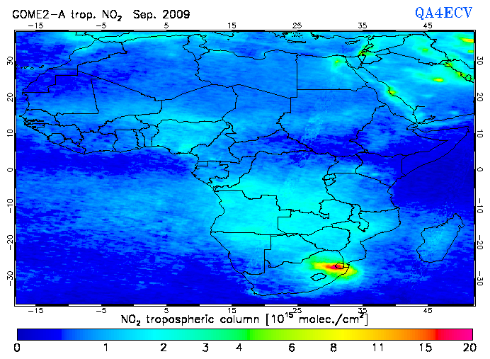 Regional Tropospheric NO2 of September 2009