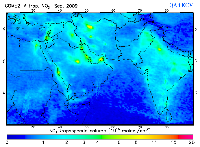 Regional Tropospheric NO2 of September 2009