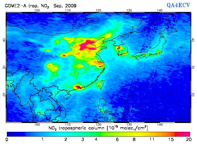 Regional Tropospheric NO2 of September 2009