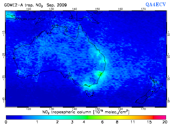 Regional Tropospheric NO2 of September 2009