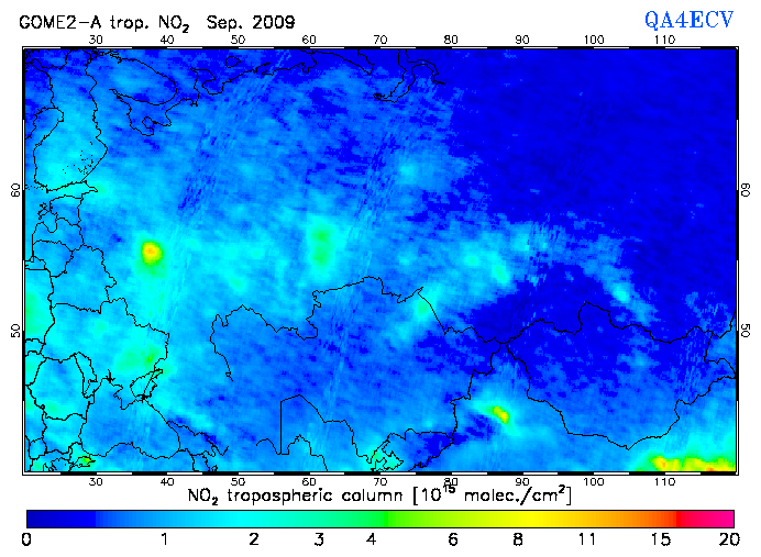 Regional Tropospheric NO2 of September 2009