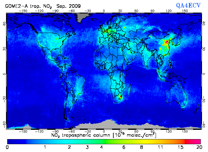 Regional Tropospheric NO2 of September 2009