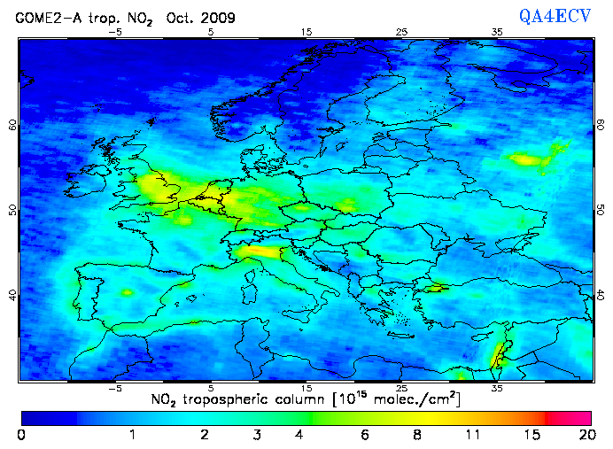 Regional Tropospheric NO2 of October 2009