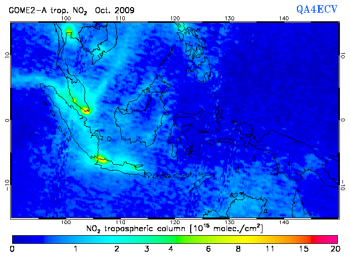 Regional Tropospheric NO2 of October 2009