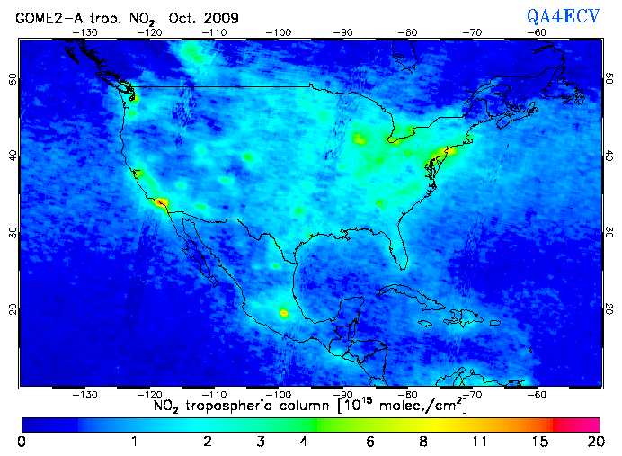 Regional Tropospheric NO2 of October 2009