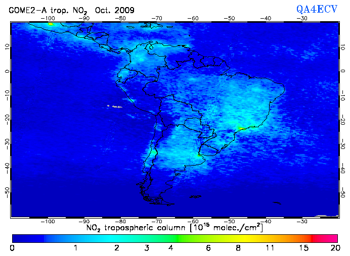 Regional Tropospheric NO2 of October 2009