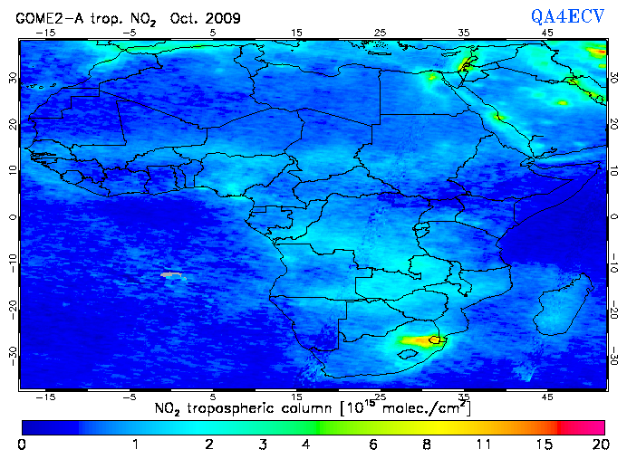 Regional Tropospheric NO2 of October 2009