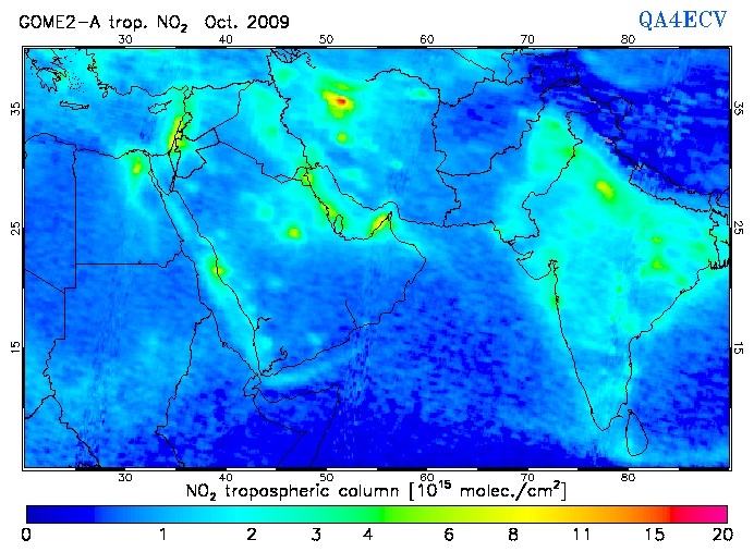 Regional Tropospheric NO2 of October 2009