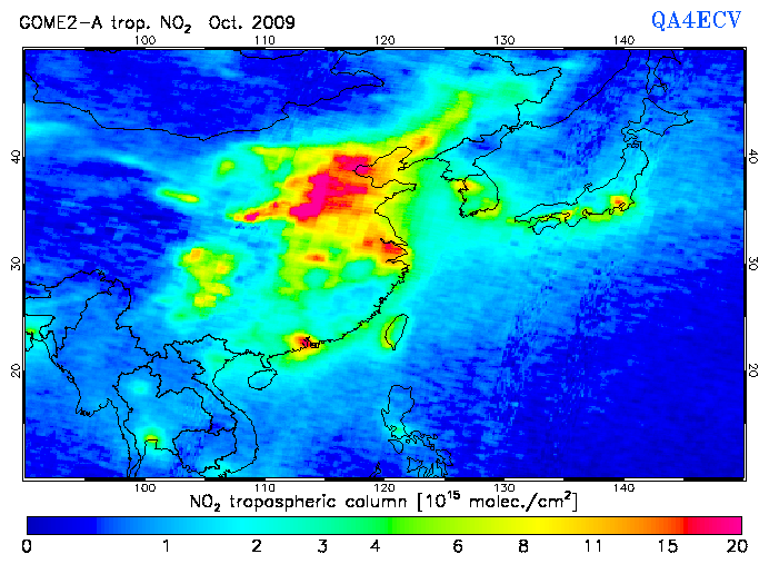 Regional Tropospheric NO2 of October 2009