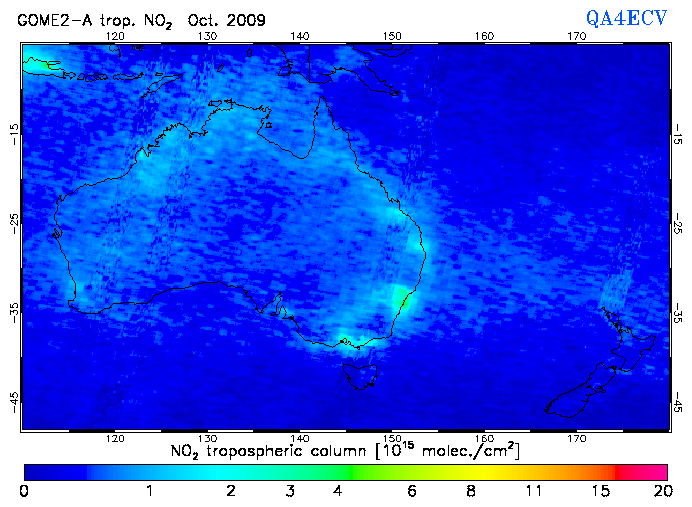 Regional Tropospheric NO2 of October 2009