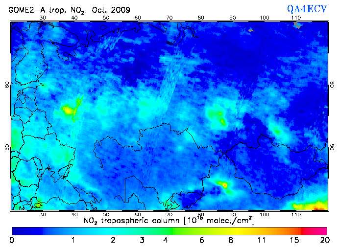 Regional Tropospheric NO2 of October 2009