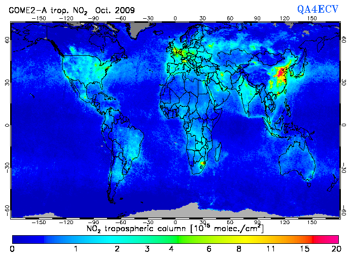 Regional Tropospheric NO2 of October 2009