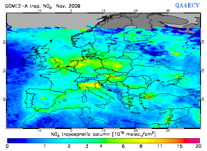 Regional Tropospheric NO2 of November 2009