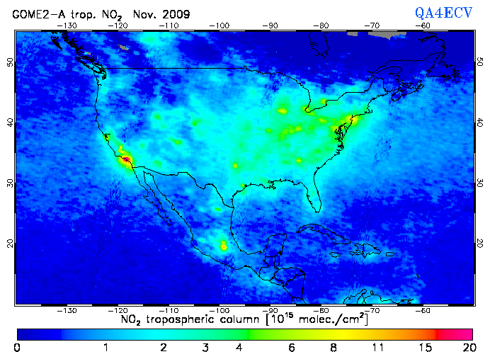 Regional Tropospheric NO2 of November 2009