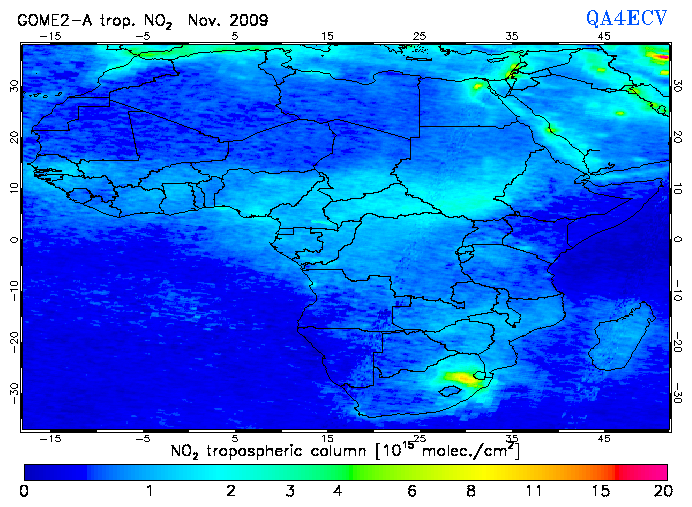 Regional Tropospheric NO2 of November 2009