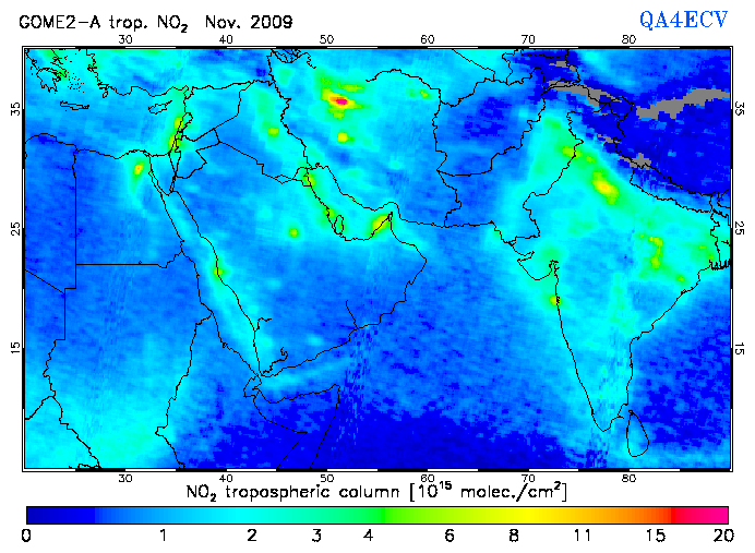 Regional Tropospheric NO2 of November 2009
