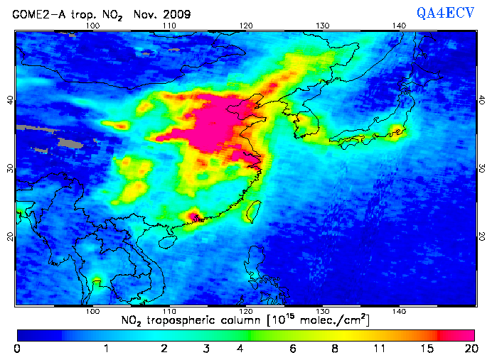 Regional Tropospheric NO2 of November 2009