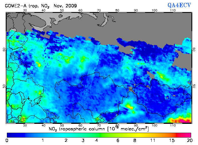Regional Tropospheric NO2 of November 2009