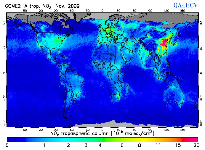 Regional Tropospheric NO2 of November 2009