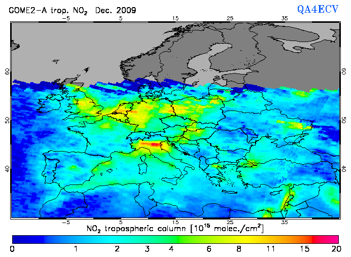 Regional Tropospheric NO2 of December 2009
