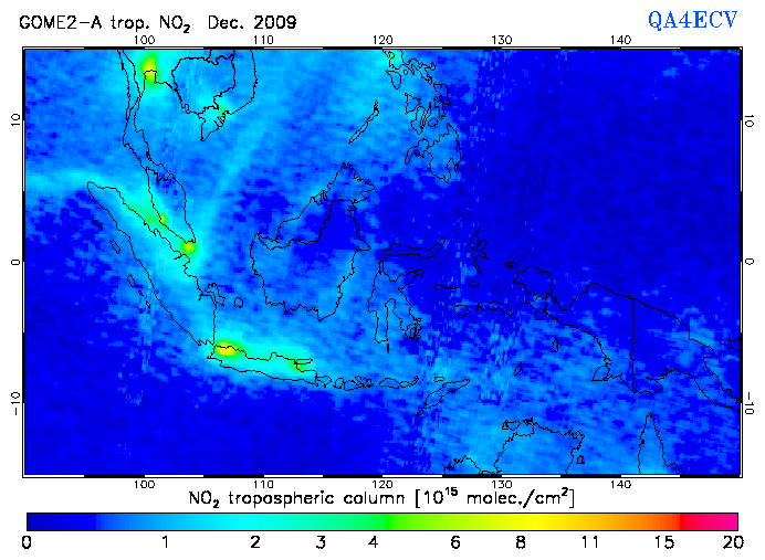 Regional Tropospheric NO2 of December 2009
