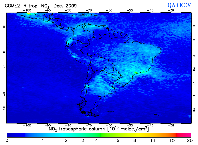 Regional Tropospheric NO2 of December 2009
