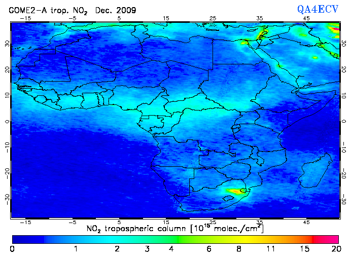 Regional Tropospheric NO2 of December 2009