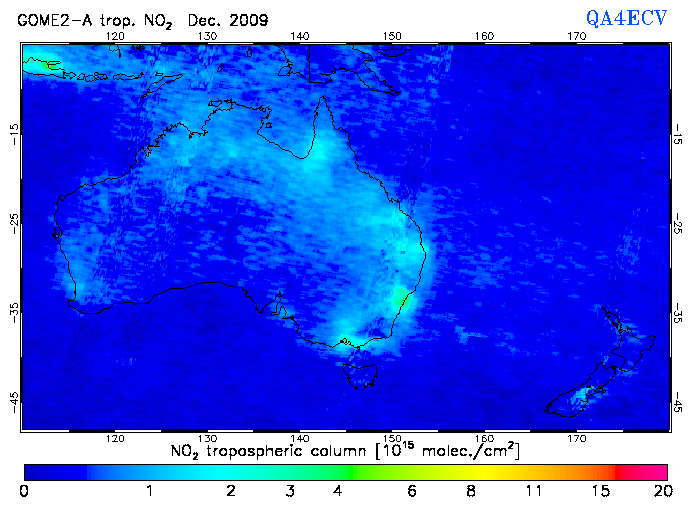 Regional Tropospheric NO2 of December 2009