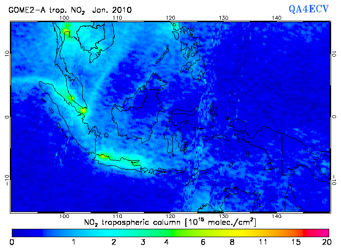 Regional Tropospheric NO2 of January 2010