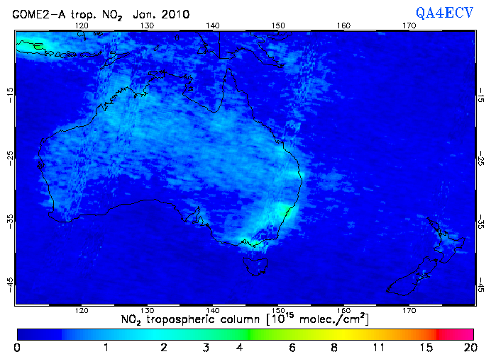 Regional Tropospheric NO2 of January 2010