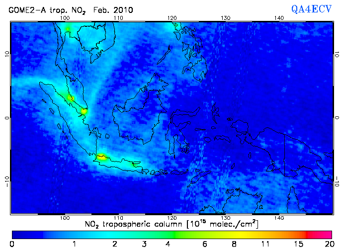 Regional Tropospheric NO2 of February 2010