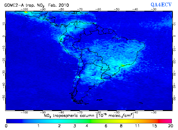 Regional Tropospheric NO2 of February 2010
