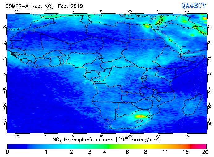 Regional Tropospheric NO2 of February 2010