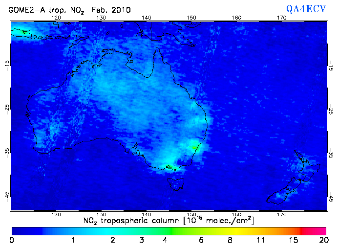 Regional Tropospheric NO2 of February 2010