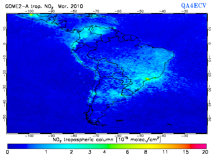 Regional Tropospheric NO2 of March 2010