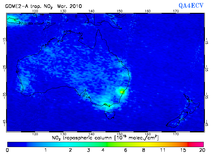 Regional Tropospheric NO2 of March 2010
