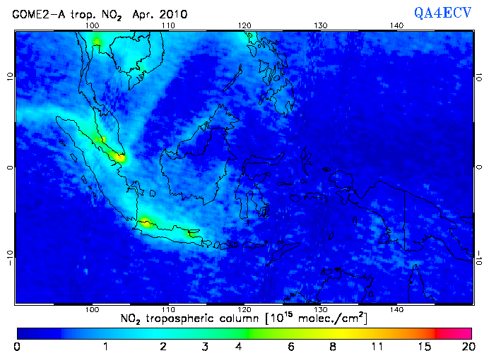 Regional Tropospheric NO2 of April 2010