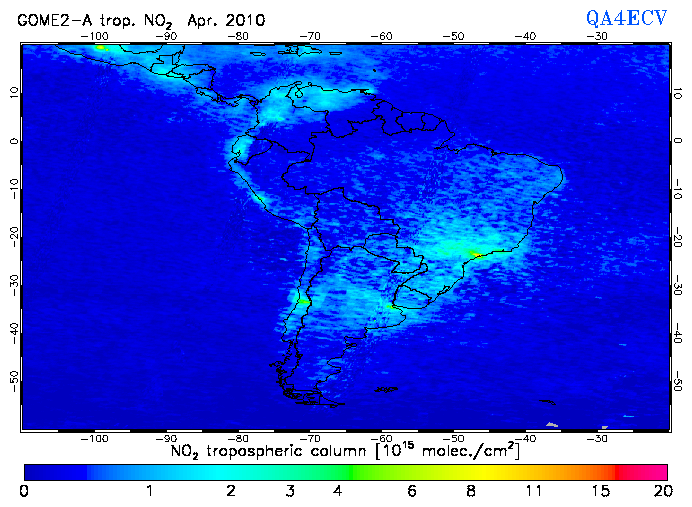 Regional Tropospheric NO2 of April 2010
