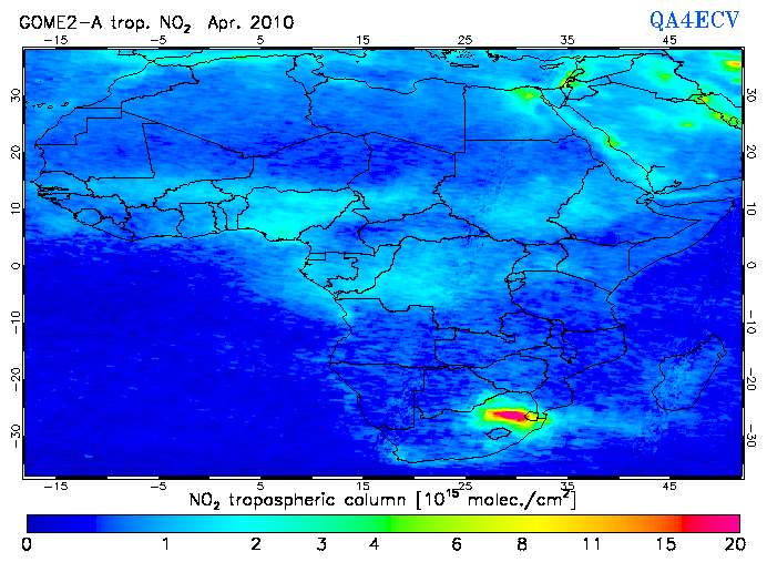 Regional Tropospheric NO2 of April 2010