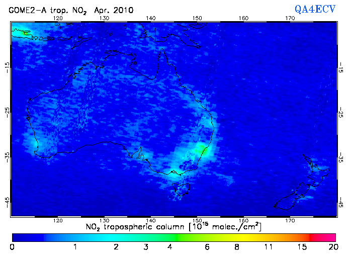 Regional Tropospheric NO2 of April 2010