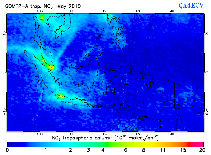 Regional Tropospheric NO2 of May 2010