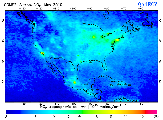 Regional Tropospheric NO2 of May 2010
