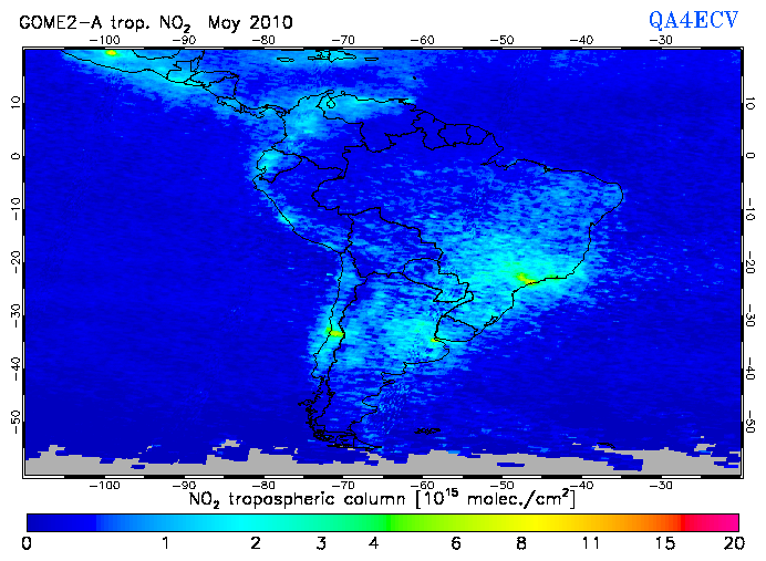 Regional Tropospheric NO2 of May 2010