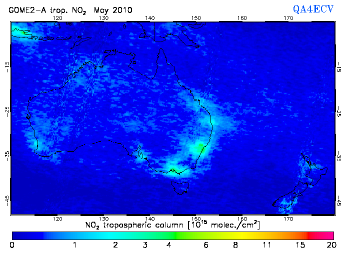 Regional Tropospheric NO2 of May 2010