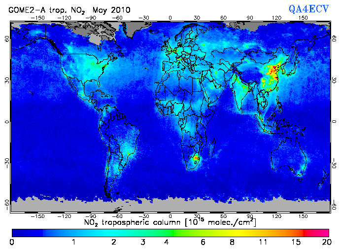 Regional Tropospheric NO2 of May 2010